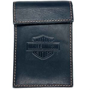 Harley-Davidson Black Leather Money Clip Wallet Made in USA EUC